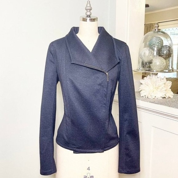 Tommy Hilfiger Denim Moto Zip Blazer Jacket Navy Blue Size 10 - Picture 2 of 10